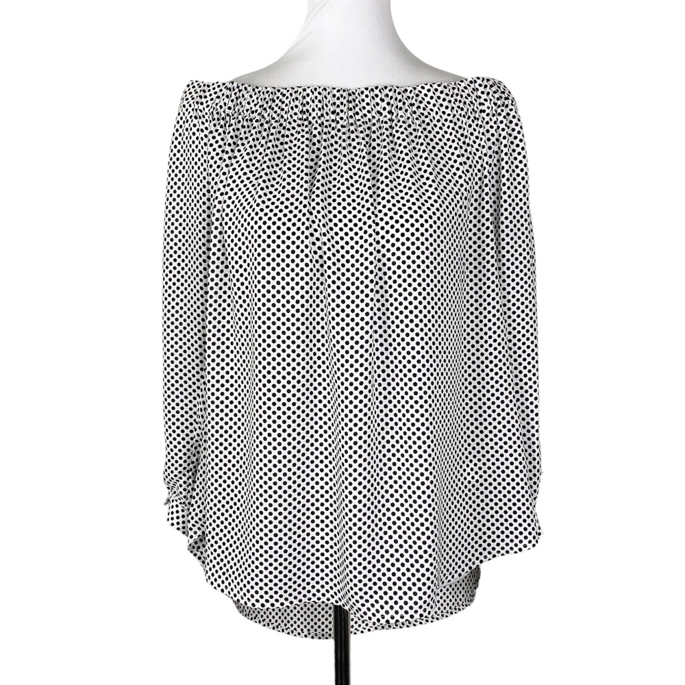 NWT Express Off the Shoulder Polka Dot Top White Black XL